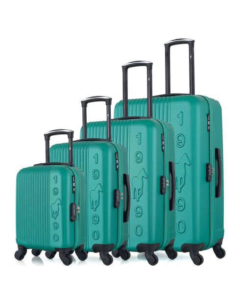 4 Valises 4 roues simples Liam-M 75/65/55/46 cm vertes