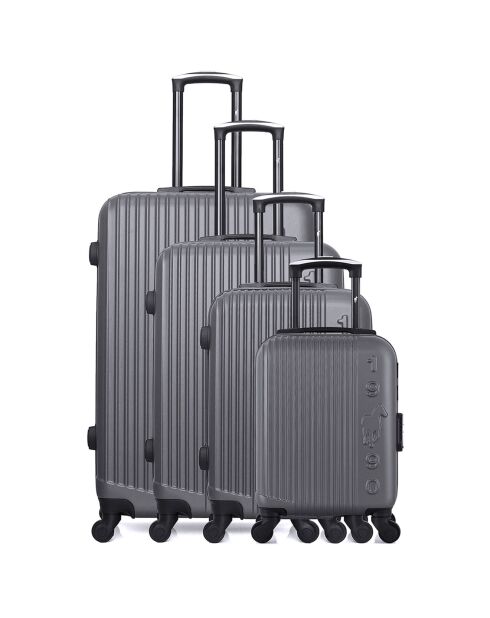 4 Valises 4 roues simples Liam-M 75/65/55/46 cm gris foncé