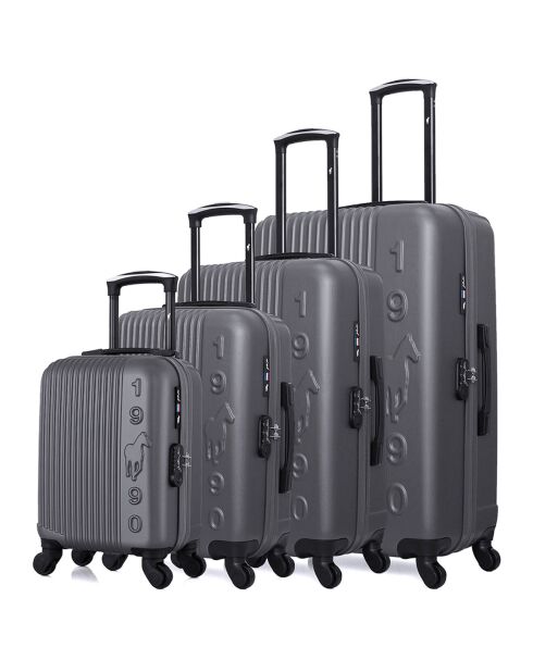 4 Valises 4 roues simples Liam-M 75/65/55/46 cm gris foncé