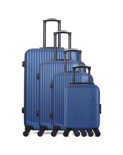 4 Valises 4 roues simples Liam-M 75/65/55/46 cm bleu marine