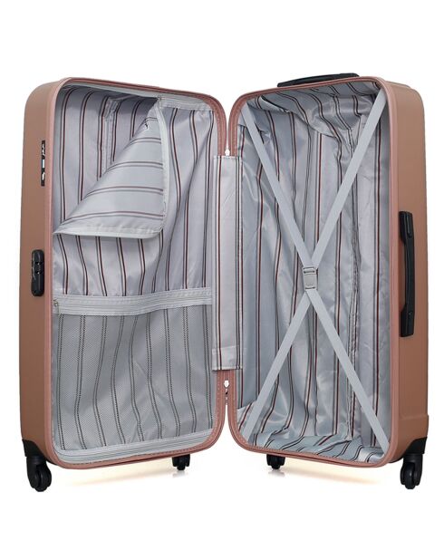 4 Valises 4 roues simples Liam-M 75/65/55/46 cm rose doré