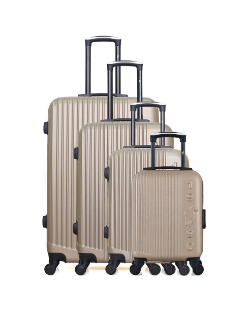 4 Valises 4 roues simples Liam-M 75/65/55/46 cm beiges