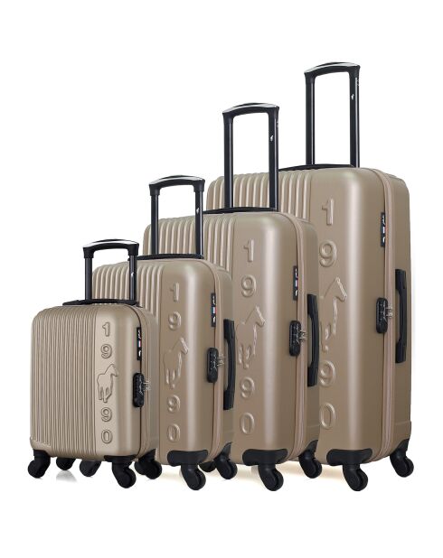 4 valigie singole Liam-M 75/65/55/46 cm beige a 4 ruote