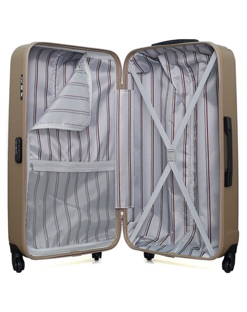 4 Valises 4 roues simples Liam-M 75/65/55/46 cm beiges