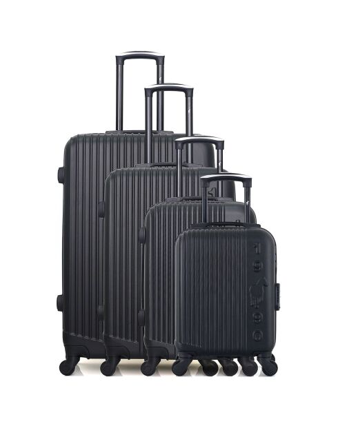 4 Valises 4 roues simples Liam-M 75/65/55/46 cm noires