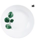 6 Assiettes creuses Eucalyptus blanches - D.20x4.2 cm