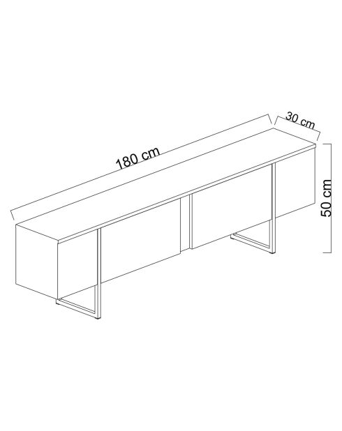 Meuble TV Luxe anthracite/noir - 180x30x50 cm