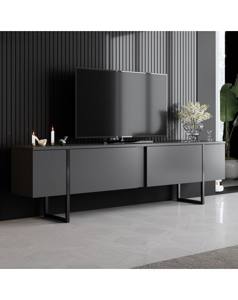 Meuble TV Luxe anthracite/noir - 180x30x50 cm