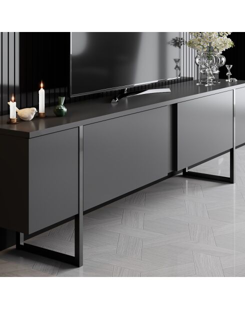 Meuble TV Luxe anthracite/noir - 180x30x50 cm