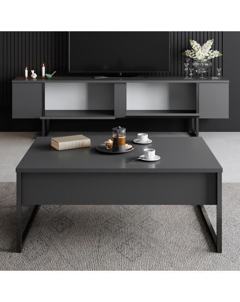 Meuble TV Luxe anthracite/noir - 180x30x50 cm