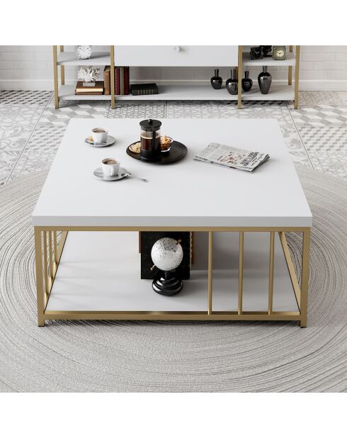 Table basse Zenn blanc/doré - 90x90x40 cm