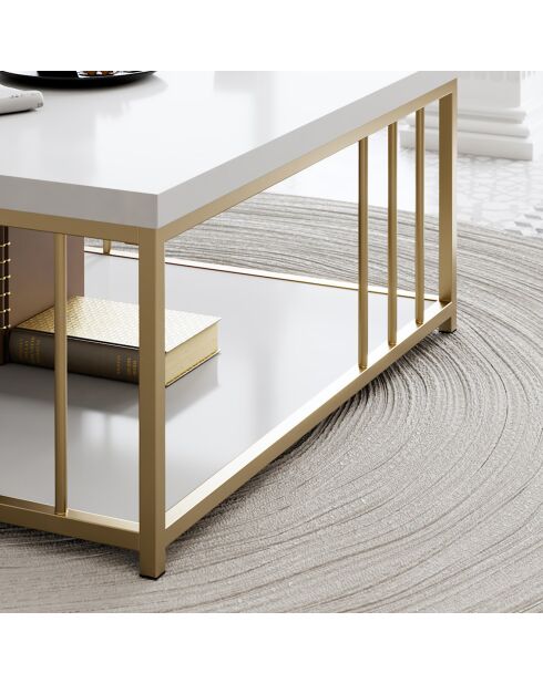 Table basse Zenn blanc/doré - 90x90x40 cm