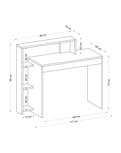 Bureau trella blanc - 95x117x45 cm