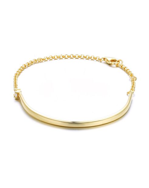 Geelvergulde zilveren en witte zirkoniumoxide armband