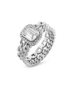 Zilveren en witte zirkoniumoxide-ring