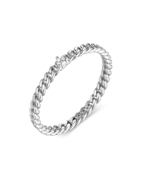 Zilveren en witte zirkoniumoxide-ring