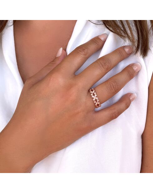 Rosévergulde diamanten ring van zilver en zirkonia
