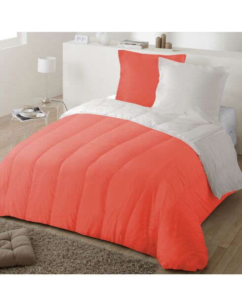 Couette Bicolore corail/gris