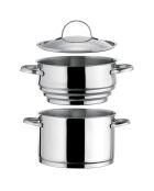Faitout avec couvercle + Cuit vapeur Universel Elysée induction gris - 5L