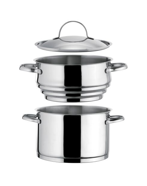 Faitout avec couvercle + Cuit vapeur Universel Elysée induction gris - 5L