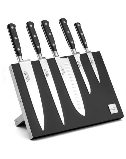 Bloc magnétique 5 couteaux de cuisine Origin noir/gris