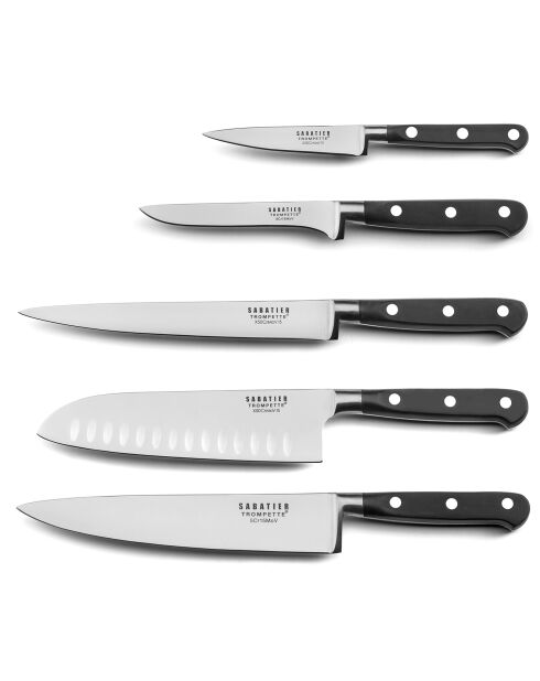 Bloc magnétique 5 couteaux de cuisine Origin noir/gris