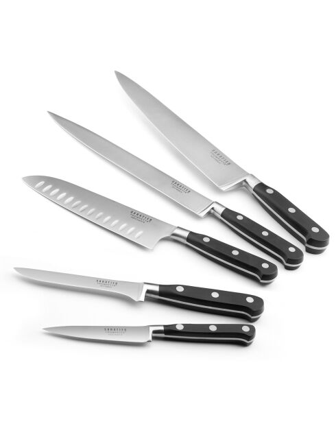 Bloc magnétique 5 couteaux de cuisine Origin noir/gris