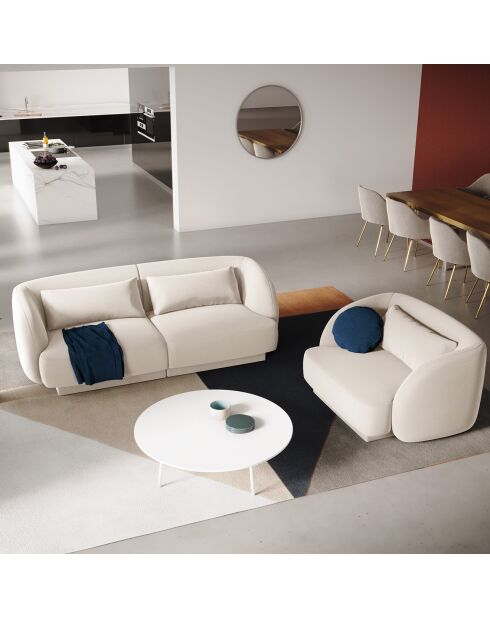 Fauteuil Velours Tulum beige clair - 109x85x74 cm