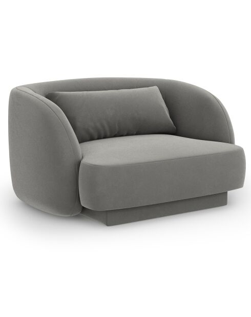 Fauteuil Velours Tulum gris clair - 109x85x74 cm