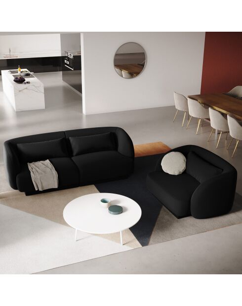 Fauteuil Velours Tulum noir - 109x85x74 cm