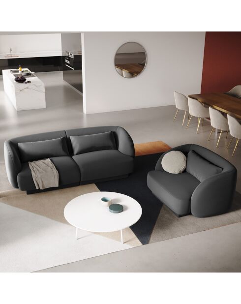 Canapé Velours Tulum  2 Places gris - 184x85x74 cm