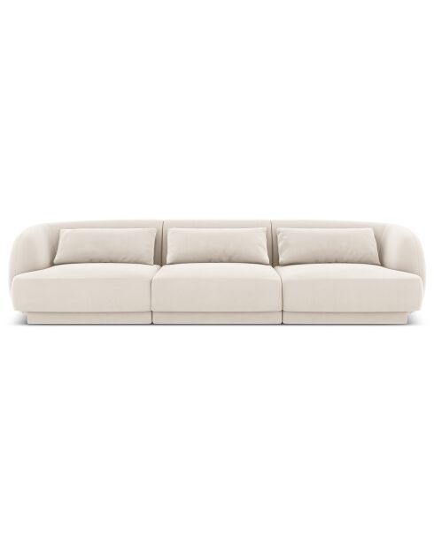 Canapé Velours Tulum 3 Places beige clair - 259x85x74 cm