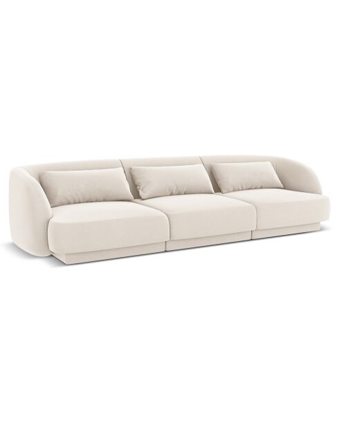 Canapé Velours Tulum 3 Places beige clair - 259x85x74 cm