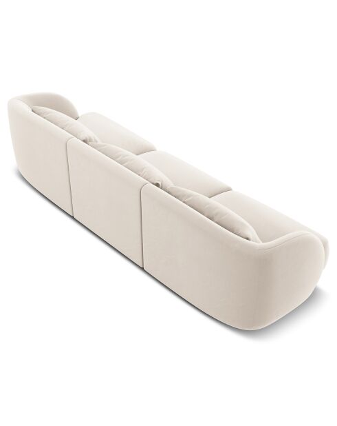 Canapé Velours Tulum 3 Places beige clair - 259x85x74 cm