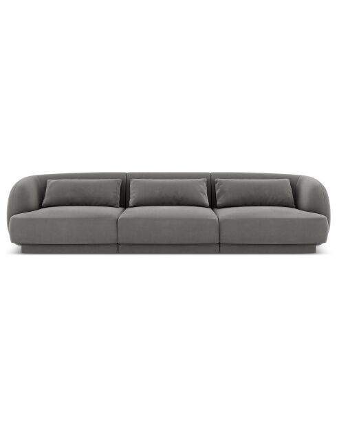 Canapé Velours Tulum 3 Places gris clair - 259x85x74 cm