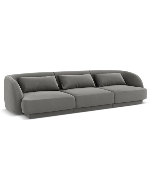 Canapé Velours Tulum 3 Places gris clair - 259x85x74 cm