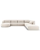 Canapé d'angle Panoramique Droit Velours Tulum 6 Places beige clair - 327x245x74 cm