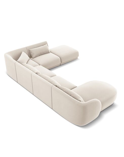 Canapé d'angle Panoramique Droit Velours Tulum 6 Places beige clair - 327x245x74 cm