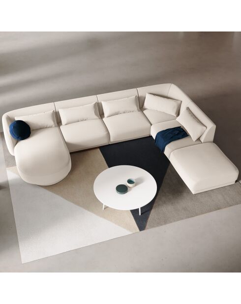 Canapé d'angle Panoramique Droit Velours Tulum 6 Places beige clair - 327x245x74 cm
