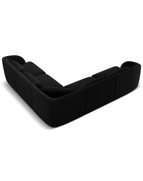 Canapé d'angle Réversible Velours Tulum 5 Places noir - 252x252x74 cm