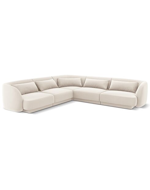 Canapé d'angle Réversible Velours Tulum 5 Places beige clair - 252x252x74 cm