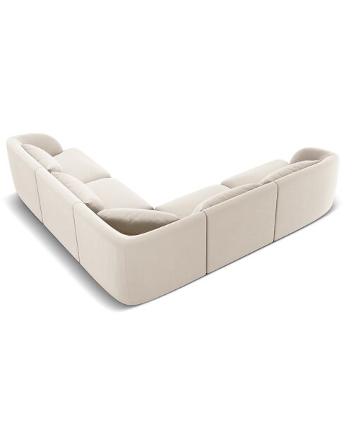 Canapé d'angle Réversible Velours Tulum 5 Places beige clair - 252x252x74 cm