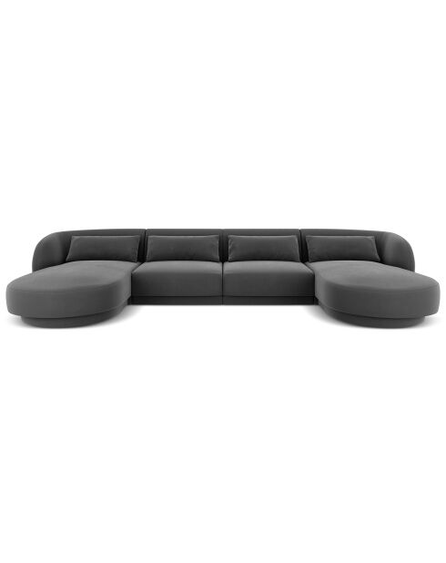 Canapé Panoramique Velvet Tulum 5 Places gris - 334x155x74 cm