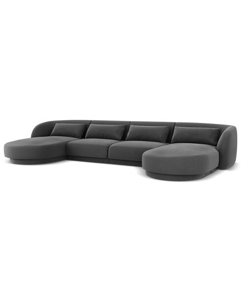 Canapé Panoramique Velvet Tulum 5 Places gris - 334x155x74 cm