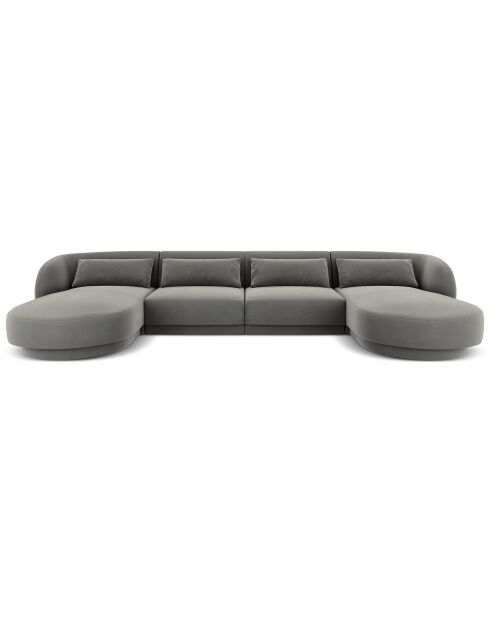 Canapé Panoramique Velvet Tulum 5 Places gris clair - 334x155x74 cm