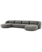 Canapé Panoramique Velvet Tulum 5 Places gris clair - 334x155x74 cm
