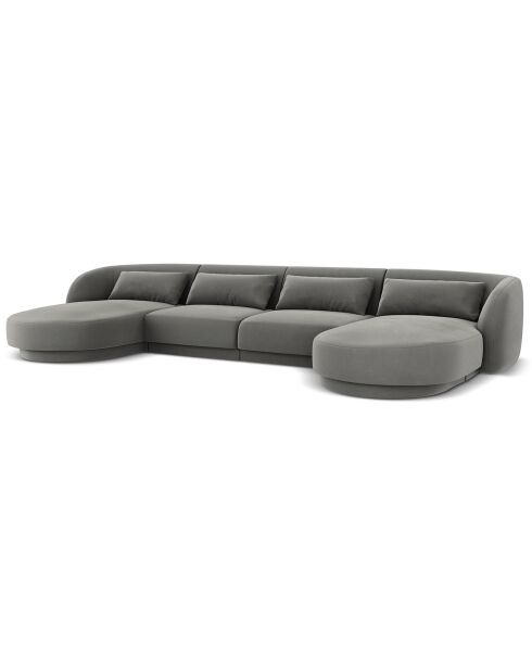 Canapé Panoramique Velvet Tulum 5 Places gris clair - 334x155x74 cm