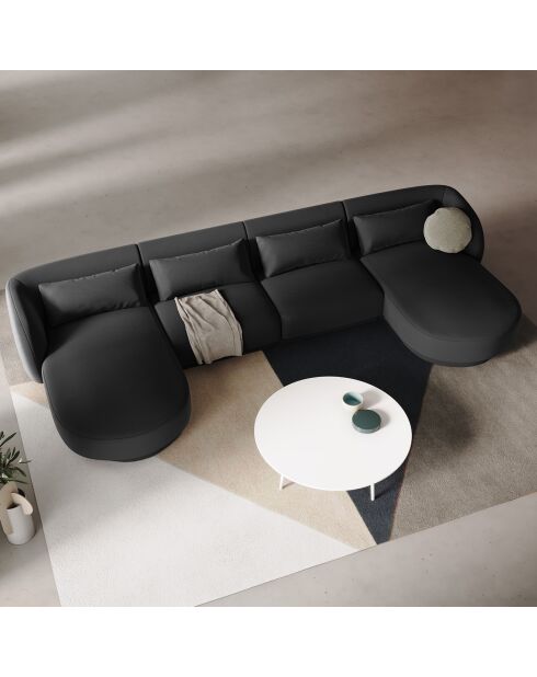 Canapé Panoramique Velvet Tulum 5 Places gris - 334x155x74 cm