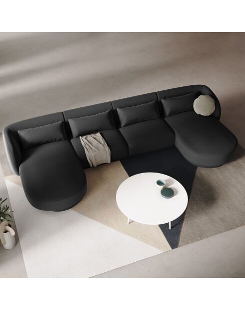 Canapé Panoramique Velvet Tulum 5 Places gris - 334x155x74 cm