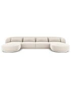 Canapé Panoramique Velvet Tulum 5 Places beige clair - 334x155x74 cm
